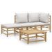 Salon de jardin 4 pcs avec coussins gris clair bambou - Photo n°1
