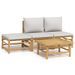 Salon de jardin 4 pcs avec coussins gris clair bambou - Photo n°1