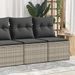 Salon de jardin 4 pcs avec coussins gris clair polyrotin acacia - Photo n°1