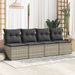 Salon de jardin 4 pcs avec coussins gris clair polyrotin acacia - Photo n°3