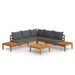 Salon de jardin 4 pcs avec coussins gris foncé Bois d'acacia - Photo n°1