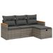 Salon de jardin 4 pcs avec coussins gris résine tressée - Photo n°1