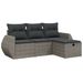 Salon de jardin 4 pcs avec coussins gris résine tressée - Photo n°1