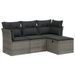 Salon de jardin 4 pcs avec coussins gris résine tressée - Photo n°1