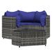 Salon de jardin 4 pcs avec coussins Gris Résine tressée - Photo n°1