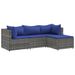 Salon de jardin 4 pcs avec coussins Gris Résine tressée - Photo n°1