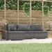 Salon de jardin 4 pcs avec coussins Gris Résine tressée - Photo n°1