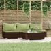 Salon de jardin 4 pcs avec coussins Marron Résine tressée - Photo n°1