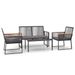 Salon de jardin 4 pcs avec coussins Noir Acier - Photo n°1