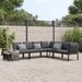 Salon de jardin 4 pcs avec coussins noir aluminium - Photo n°1