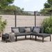 Salon de jardin 4 pcs avec coussins noir aluminium - Photo n°1