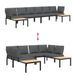 Salon de jardin 4 pcs avec coussins noir aluminium - Photo n°5