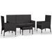 Salon de jardin 4 pcs avec coussins Noir Résine tressée - Photo n°1