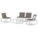 Salon de jardin 4 pcs avec coussins Plastique Blanc - Photo n°1