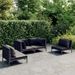 Salon de jardin 4 pcs avec coussins Résine tressée Gris foncé - Photo n°1