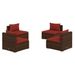 Salon de jardin 4 pcs avec coussins Résine tressée Marron 6 - Photo n°1