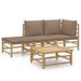 Salon de jardin 4 pcs avec coussins taupe bambou - Photo n°1