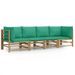 Salon de jardin 4 pcs avec coussins vert bambou - Photo n°1