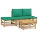 Salon de jardin 4 pcs avec coussins vert bambou - Photo n°1