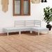 Salon de jardin 4 pcs Blanc Bois de pin massif 13 - Photo n°1