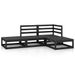 Salon de jardin 4 pcs Noir Bois de pin massif 6 - Photo n°1