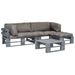 Salon de jardin 4 pcs palettes avec coussins gris Bois 3 - Photo n°1