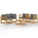 Salon de jardin 5 pcs avec coussin Bois d'acacia solide 9 - Photo n°1
