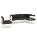 Salon de jardin 5 pcs avec coussins Blanc Bois de pin 2 - Photo n°1