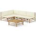 Salon de jardin 5 pcs avec coussins blanc crème Bambou 3 - Photo n°1