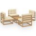Salon de jardin 5 pcs avec coussins Bois de pin massif 37 - Photo n°1