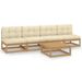 Salon de jardin 5 pcs avec coussins Bois de pin massif 28 - Photo n°1