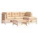 Salon de jardin 5 pcs avec coussins bois massif - Photo n°1