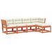 Salon de jardin 5 pcs avec coussins marron bois pin massif - Photo n°1