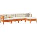 Salon de jardin 5 pcs avec coussins cire marron bois pin massif - Photo n°1