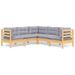 Salon de jardin 5 pcs avec coussins gris bois de pin solide - Photo n°1