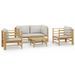 Salon de jardin 5 pcs avec coussins gris clair bambou - Photo n°1