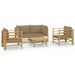 Salon de jardin 5 pcs avec coussins taupe bambou - Photo n°1