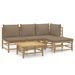 Salon de jardin 5 pcs avec coussins taupe bambou - Photo n°1