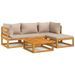 Salon de jardin 5 pcs avec coussins taupe bois massif - Photo n°1