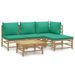 Salon de jardin 5 pcs avec coussins vert bambou - Photo n°1