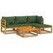 Salon de jardin 5 pcs avec coussins vert bois massif - Photo n°1