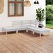 Salon de jardin 5 pcs Bois de pin massif Blanc 4 - Photo n°1
