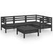 Salon de jardin 5 pcs Bois de pin massif Noir 3 - Photo n°1