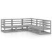 Salon de jardin 5 pcs Gris Bois de pin massif 9 - Photo n°1