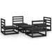 Salon de jardin 5 pcs Noir Bois de pin massif 5 - Photo n°1