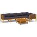 Salon de jardin 6 pcs avec coussin Bois d'acacia solide 12 - Photo n°1