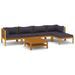 Salon de jardin 6 pcs avec coussin Bois d'acacia solide 9 - Photo n°1