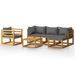 Salon de jardin 6 pcs avec coussin Bois d'acacia solide - Photo n°1