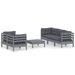 Salon de jardin 6 pcs avec coussins anthracite bois de pin - Photo n°1