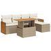 Salon de jardin 6 pcs avec coussins beige résine tressée acacia - Photo n°1